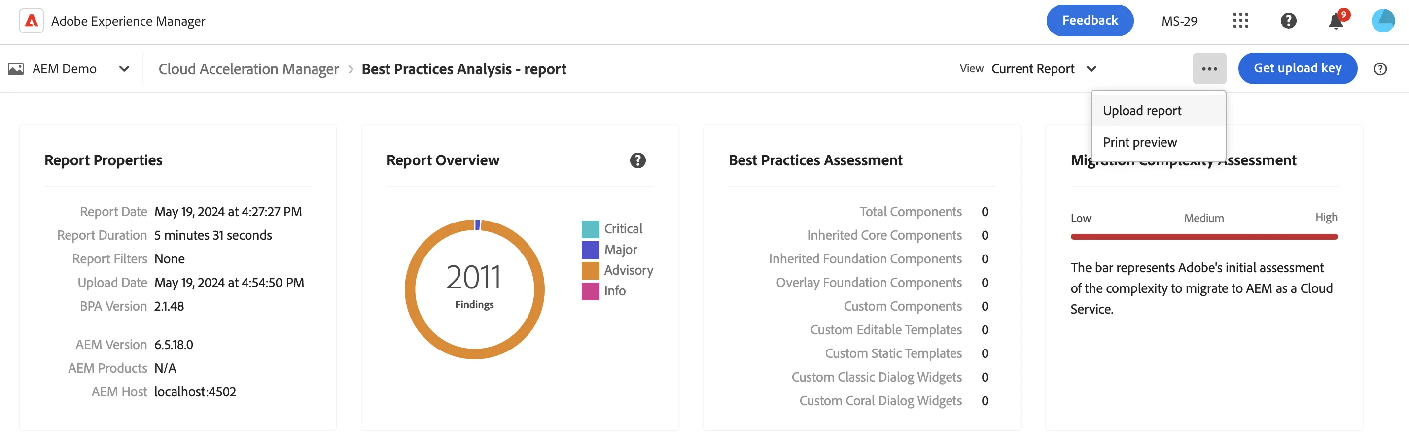 Best Practices Analyzer Report View in CAM