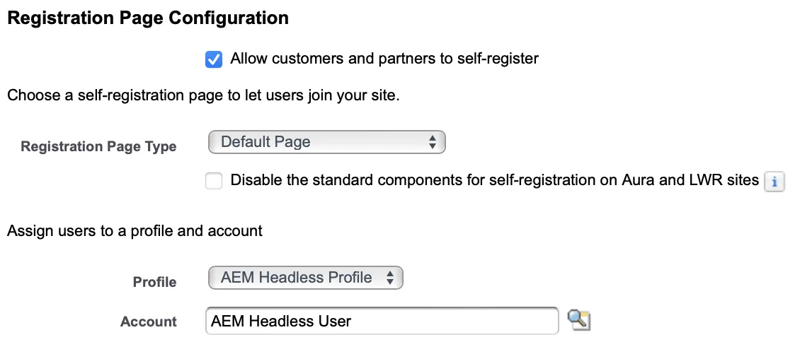 Experience Cloud Site Register User Configuration