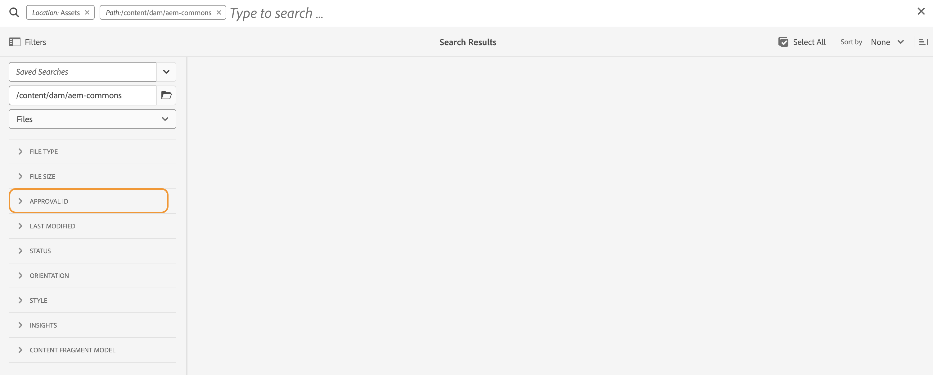 AEM Assets Search Filter