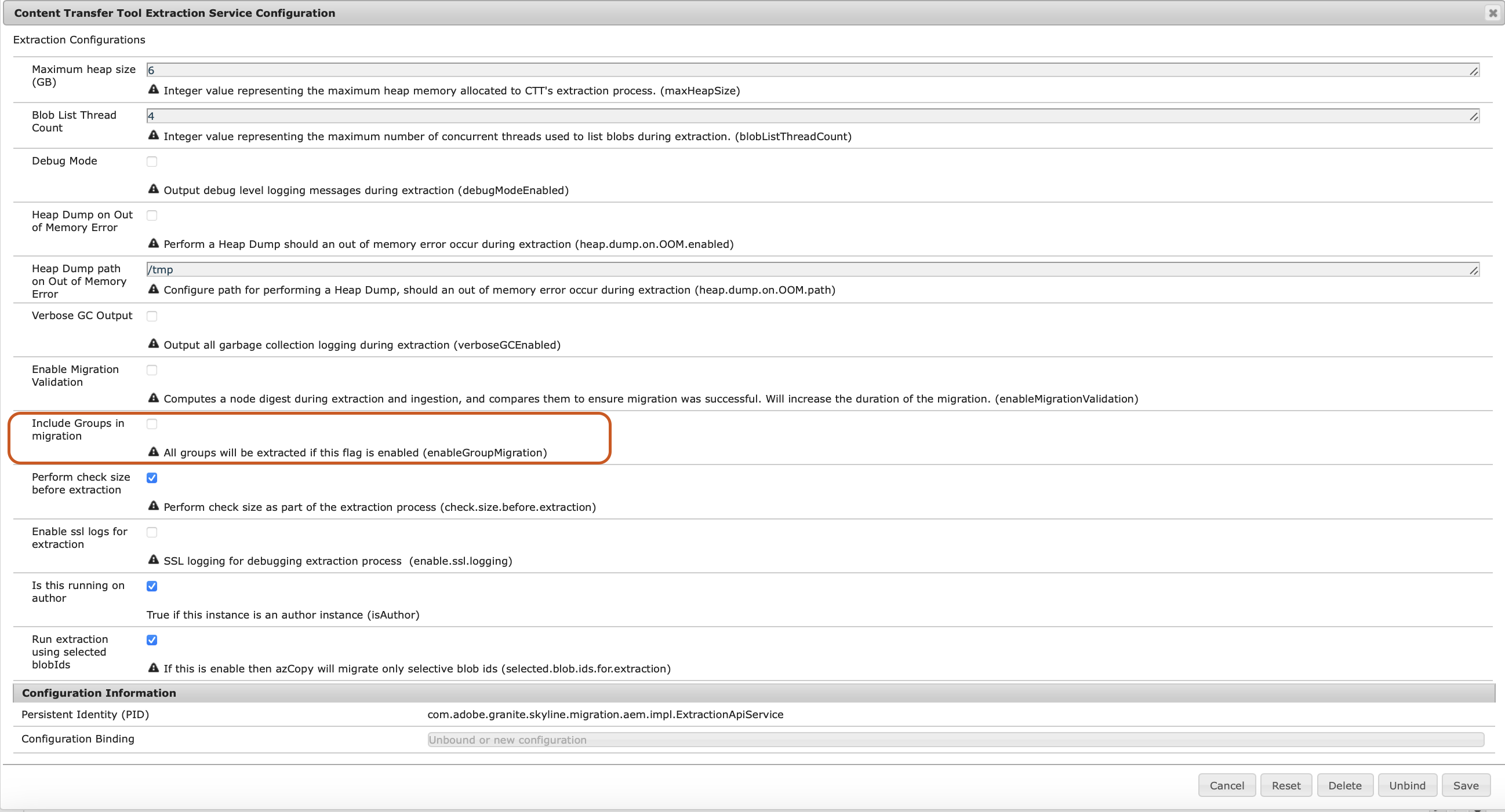 Content Transfer Disable Group Migration