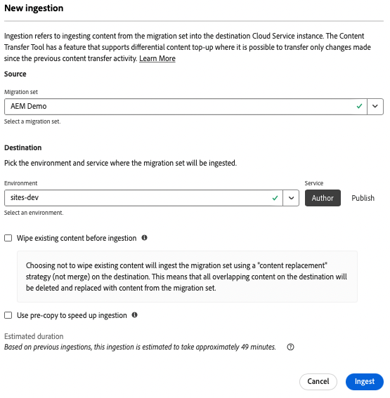 Content Transfer - New Ingestion