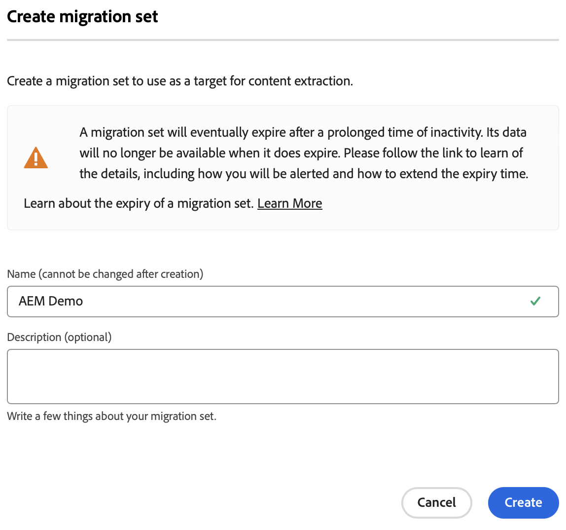 Migration Set Cloud Manager